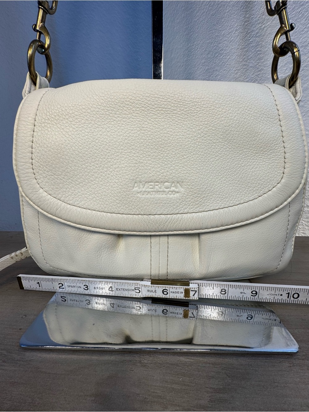 American Leather Co Marino Crossbody NEW W/O Tags Winter White 2 Straps - Picture 3 of 16